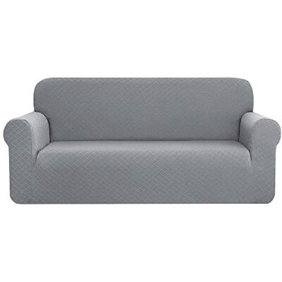 CHUN YI 1 del romb soffskydd, stretchtyg, sofföverdrag möbelskydd för Loveseat, 2-sits sofföverdrag för vardagsrum, polyester hållbart spandextyg (divan, ljusgrå) CHUN YI 1 del romb soffskydd, stretchtyg, sofföverdrag möbelskydd för Loveseat, 2-sits sofföverdrag för vardagsrum, polyester hållbart spandextyg (divan, ljusgrå)