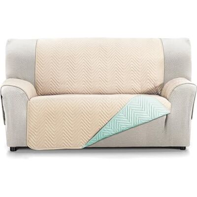 Martina Home Milano sofföverdrag 2-sits vändbar vadderad sofföverdrag aqua/beige Martina Home Milano sofföverdrag 2-sits vändbar vadderad sofföverdrag aqua/beige