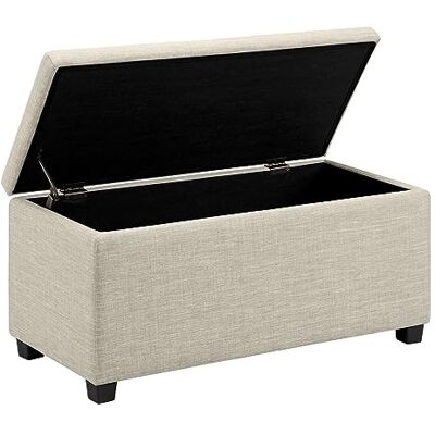Amazon Basics Rektangulär ottoman och hallbänk med förvaringsutrymme, stoppad, polyester, beige, 42 x 91 x 43 cm (B x D x H) Amazon Basics Rektangulär ottoman och hallbänk med förvaringsutrymme, stoppad, polyester, beige, 42 x 91 x 43 cm (B x D x H)