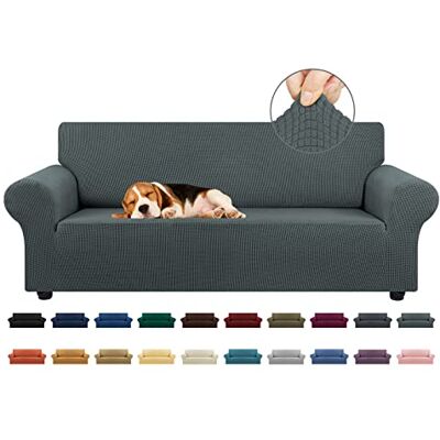 KEKUOU Stretch sofföverdrag, sofföverdrag för 3 kuddar soffa (200 – 238 cm) möbelskydd 3-sits soffa med elastisk botten för barn, hund, Jacquard liten rutig (stor, grå) KEKUOU Stretch sofföverdrag, sofföverdrag för 3 kuddar soffa (200 – 238 cm) möbelskydd 3-sits soffa med elastisk botten för barn, hund, Jacquard liten rutig (stor, grå)