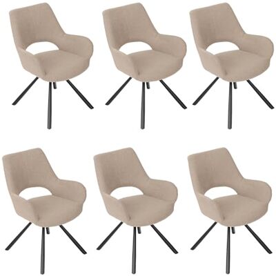MEUBLE COSY Set med 6 skandinaviska matsalsstolar med ryggstöd och armstöd fåtölj för vardagsrum kök kontor, vadderad sits i metallben, beige, 58,5 x 59 x 81 cm, 58,5 x 59 x 81 cm MEUBLE COSY Set med 6 skandinaviska matsalsstolar med ryggstöd och armstöd fåtölj för vardagsrum kök kontor, vadderad sits i metallben, beige, 58,5 x 59 x 81 cm, 58,5 x 59 x 81 cm