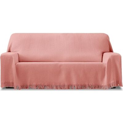 ECOMMERC3 Multipurpose Foulard vändbar storlek 230 x 260 Jacquard tyg Foulard med rosa fransar perfekt för soffa eller säng, andningsbar och mjuk känsla ECOMMERC3 Multipurpose Foulard vändbar storlek 230 x 260 Jacquard tyg Foulard med rosa fransar perfekt för soffa eller säng, andningsbar och mjuk känsla