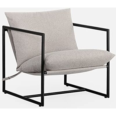 Zinus Aidan Grande Slingstol 78 x 69 x 78 fåtölj med metallram och krossad skumstoppning ljusbeige Zinus Aidan Grande Slingstol 78 x 69 x 78 fåtölj med metallram och krossad skumstoppning ljusbeige