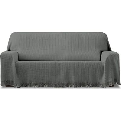 ECOMMERC3 Multipurpose Foulard vändbar storlek 230 x 260 Jacquard tyg Foulard med fransar grå färg idealisk för soffa eller säng, andningsbar och mjuk känsla ECOMMERC3 Multipurpose Foulard vändbar storlek 230 x 260 Jacquard tyg Foulard med fransar grå färg idealisk för soffa eller säng, andningsbar och mjuk känsla