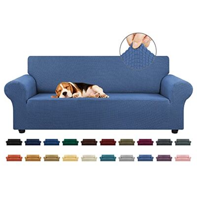 KEKUOU Stretch sofföverdrag, sofföverdrag för 3 kuddar soffa (200 – 238 cm) möbelskydd 3-sits soffa med elastisk botten för barn, hund, Jacquard liten rutig (stor, flod) KEKUOU Stretch sofföverdrag, sofföverdrag för 3 kuddar soffa (200 – 238 cm) möbelskydd 3-sits soffa med elastisk botten för barn, hund, Jacquard liten rutig (stor, flod)