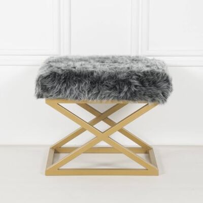 Atelier Del Sofa Atelier Del Soffa, snygg tofs med metallram, 50 cm bred, 42 cm höjd, 40 cm djup 100% polyester babyface, elegant guld och grå design Perfekt för moderna living utrymmen Atelier Del Sofa Atelier Del Soffa, snygg tofs med metallram, 50 cm bred, 42 cm höjd, 40 cm djup 100% polyester babyface, elegant guld och grå design Perfekt för moderna living utrymmen