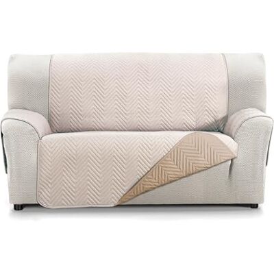 Martina Home Milano sofföverdrag 2-sits vändbar vadderad sofföverdrag 2-sits linne/läder Martina Home Milano sofföverdrag 2-sits vändbar vadderad sofföverdrag 2-sits linne/läder