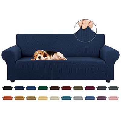 KEKUOU Stretchigt sofföverdrag överdrag 1 st sofföverdrag (200–238 cm) möbelskydd 3-sits soffa med elastisk botten för barn, husdjur. Jacquard litet rutigt mönster tyg (stor, marinblå) KEKUOU Stretchigt sofföverdrag överdrag 1 st sofföverdrag (200–238 cm) möbelskydd 3-sits soffa med elastisk botten för barn, husdjur. Jacquard litet rutigt mönster tyg (stor, marinblå)