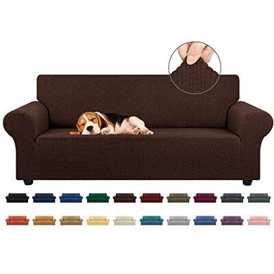 KEKUOU Stretch sofföverdrag, sofföverdrag för 3 kuddar soffa (200 – 238 cm) möbelskydd 3-sits soffa med elastisk botten för barn, hund, Jacquard liten rutig (stor, choklad) KEKUOU Stretch sofföverdrag, sofföverdrag för 3 kuddar soffa (200 – 238 cm) möbelskydd 3-sits soffa med elastisk botten för barn, hund, Jacquard liten rutig (stor, choklad)