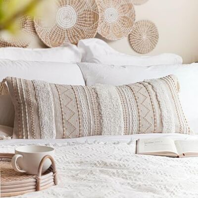 BlissBlush Creme Dekorativ ländryggskudde Fodral 14 x 36 Boho Lång Kudde för säng Neutral Beige Vit Accent Bondgård Örngott för Sovrum Vardagsrum Soffa Heminredning Skydd ENDAST BlissBlush Creme Dekorativ ländryggskudde Fodral 14 x 36 Boho Lång Kudde för säng Neutral Beige Vit Accent Bondgård Örngott för Sovrum Vardagsrum Soffa Heminredning Skydd ENDAST