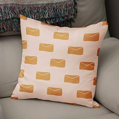 Bonamaison dekorativt kuddöverdrag orange och vitt, överdrag till prydnadskudde, heminredning kuddfodral för vardagsrum, soffa, sovrum, storlek: 43 x 43 cm designad och tillverkad i Turkiet Bonamaison dekorativt kuddöverdrag orange och vitt, överdrag till prydnadskudde, heminredning kuddfodral för vardagsrum, soffa, sovrum, storlek: 43 x 43 cm designad och tillverkad i Turkiet