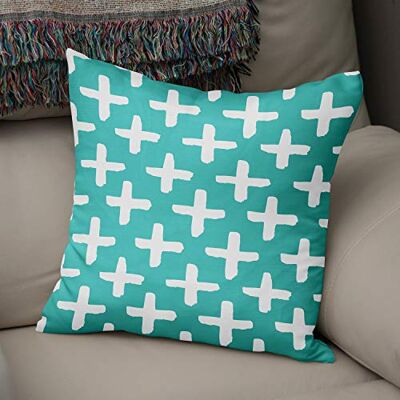 Bonamaison dekorativt kuddöverdrag turkos och vit, prydnadskuddöverdrag, heminredning örngott för vardagsrum, soffa, sovrum, storlek: 43 x 43 cm designad och tillverkad i Turkiet Bonamaison dekorativt kuddöverdrag turkos och vit, prydnadskuddöverdrag, heminredning örngott för vardagsrum, soffa, sovrum, storlek: 43 x 43 cm designad och tillverkad i Turkiet