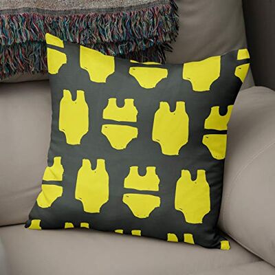 Bonamaison dekorativt kuddöverdrag neon gul & rök, prydnadskuddöverdrag, heminredning örngott för vardagsrum, soffa, sovrum, storlek: 43 x 43 cm designad och tillverkad i Turkiet Bonamaison dekorativt kuddöverdrag neon gul & rök, prydnadskuddöverdrag, heminredning örngott för vardagsrum, soffa, sovrum, storlek: 43 x 43 cm designad och tillverkad i Turkiet