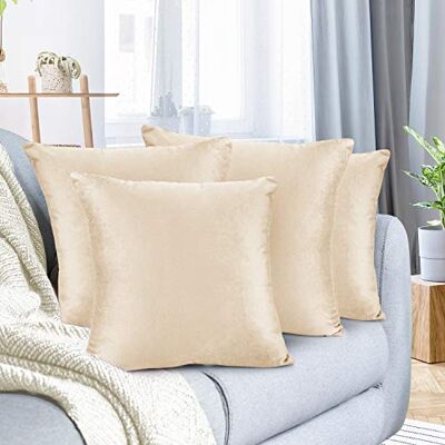 Nestl Set med 4 kuddöverdrag i mjuk solid sammet, dekorativa kuddöverdrag för utomhus, soffa, säng, bil, 45 x 45 cm, krämbeige, 45 x 45 cm Nestl Set med 4 kuddöverdrag i mjuk solid sammet, dekorativa kuddöverdrag för utomhus, soffa, säng, bil, 45 x 45 cm, krämbeige, 45 x 45 cm