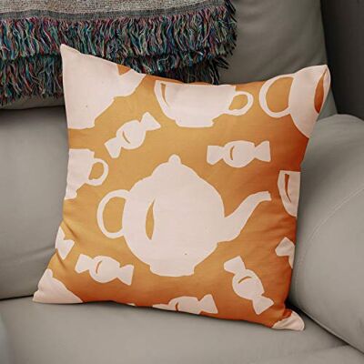 Bonamaison dekorativt kuddöverdrag orange och vitt, överdrag till prydnadskudde, heminredning kuddfodral för vardagsrum, soffa, sovrum, storlek: 43 x 43 cm designad och tillverkad i Turkiet Bonamaison dekorativt kuddöverdrag orange och vitt, överdrag till prydnadskudde, heminredning kuddfodral för vardagsrum, soffa, sovrum, storlek: 43 x 43 cm designad och tillverkad i Turkiet