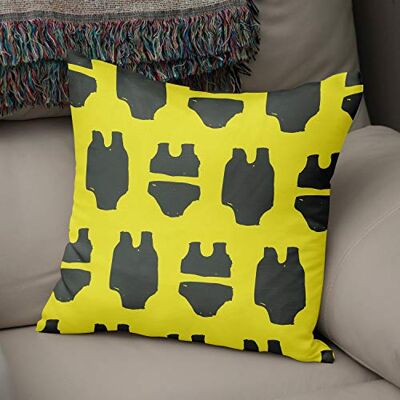 Bonamaison dekorativt kuddöverdrag neon gul & rök, prydnadskuddöverdrag, heminredning örngott för vardagsrum, soffa, sovrum, storlek: 43 x 43 cm designad och tillverkad i Turkiet Bonamaison dekorativt kuddöverdrag neon gul & rök, prydnadskuddöverdrag, heminredning örngott för vardagsrum, soffa, sovrum, storlek: 43 x 43 cm designad och tillverkad i Turkiet