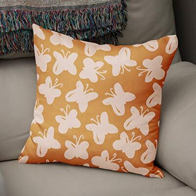 Bonamaison dekorativt kuddöverdrag orange och vitt, överdrag till prydnadskudde, heminredning kuddfodral för vardagsrum, soffa, sovrum, storlek: 43 x 43 cm designad och tillverkad i Turkiet Bonamaison dekorativt kuddöverdrag orange och vitt, överdrag till prydnadskudde, heminredning kuddfodral för vardagsrum, soffa, sovrum, storlek: 43 x 43 cm designad och tillverkad i Turkiet