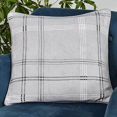 Sleepdown Tryckt rutig fylld kudde mjuk dekorativ bomullskudde för heminredning soffa sovrum och bil – 45 cm x 45 cm – grå Sleepdown Tryckt rutig fylld kudde mjuk dekorativ bomullskudde för heminredning soffa sovrum och bil – 45 cm x 45 cm – grå