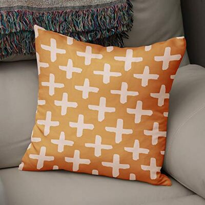 Bonamaison dekorativt kuddöverdrag orange och vitt, överdrag till prydnadskudde, heminredning kuddfodral för vardagsrum, soffa, sovrum, storlek: 43 x 43 cm designad och tillverkad i Turkiet Bonamaison dekorativt kuddöverdrag orange och vitt, överdrag till prydnadskudde, heminredning kuddfodral för vardagsrum, soffa, sovrum, storlek: 43 x 43 cm designad och tillverkad i Turkiet