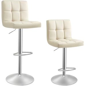 SONGMICS Barstol set om 2, höjdjusterbara barstolar med PU-överdrag, 360° snurrstol, köksstolar med ryggstöd och fotstöd, matsal, tallrikar, stål, sandbeige LJB064K03 SONGMICS Barstol set om 2, höjdjusterbara barstolar med PU-överdrag, 360° snurrstol, köksstolar med ryggstöd och fotstöd, matsal, tallrikar, stål, sandbeige LJB064K03