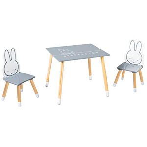 roba Barnsittgrupp Miffy® Barnbord Set med 2 barnstolar & bord Sittmöbler i kaninmotiv av trä i grått/vitt roba Barnsittgrupp Miffy® Barnbord Set med 2 barnstolar & bord Sittmöbler i kaninmotiv av trä i grått/vitt