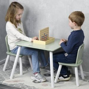 Kesper Barnbord med 2 stolar, material: Fiberskiva, mått: 55 x 55 x 45 cm, färg: vit, salviagrön 17733 13 Kesper Barnbord med 2 stolar, material: Fiberskiva, mått: 55 x 55 x 45 cm, färg: vit, salviagrön 17733 13