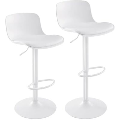 YOUNIKE Barstol barstol hög sits barstol central öpall, kök, bar, set med 2 industriella, moderna, justerbara roterande metall vridbar vit YOUNIKE Barstol barstol hög sits barstol central öpall, kök, bar, set med 2 industriella, moderna, justerbara roterande metall vridbar vit