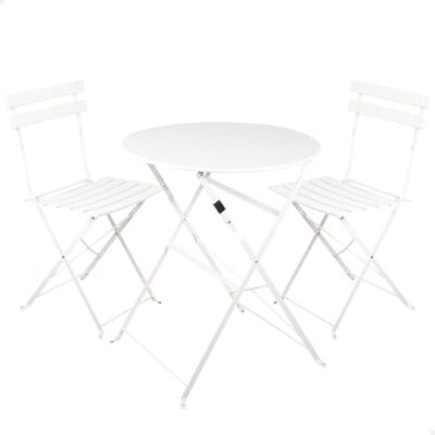 AKTIVE Terrassmöbelset, 60x70 cm, bordsset och 2 stolar, utemöbler, vit, robust material, fällbara möbler, upp till 30 kg, upp till 110 kg (61152) AKTIVE Terrassmöbelset, 60x70 cm, bordsset och 2 stolar, utemöbler, vit, robust material, fällbara möbler, upp till 30 kg, upp till 110 kg (61152)