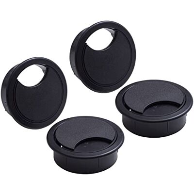 IPEA Runda svarta kabelgenomföringar – 4 stycken – kabelgenomföringslock för bord, skrivbord, väggar, kontor, hem – kabelgenomföring för dator, mus, TV, telefon – diameter 60 mm IPEA Runda svarta kabelgenomföringar – 4 stycken – kabelgenomföringslock för bord, skrivbord, väggar, kontor, hem – kabelgenomföring för dator, mus, TV, telefon – diameter 60 mm