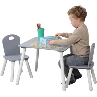 Kesper Barnbord med 2 stolar, material: Fiberskiva, mått: 55 x 55 x 45 cm, färg: vit, grå 17732 13 Kesper Barnbord med 2 stolar, material: Fiberskiva, mått: 55 x 55 x 45 cm, färg: vit, grå 17732 13