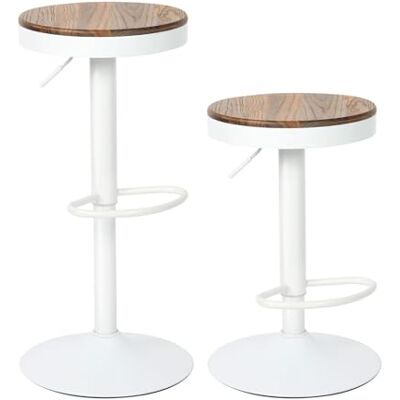 YOUNIKE Barstol i trä rund barstolar hög sits central ilot kök sits bar set med 2 vintage justerbar rotation metall svängbar vit YOUNIKE Barstol i trä rund barstolar hög sits central ilot kök sits bar set med 2 vintage justerbar rotation metall svängbar vit