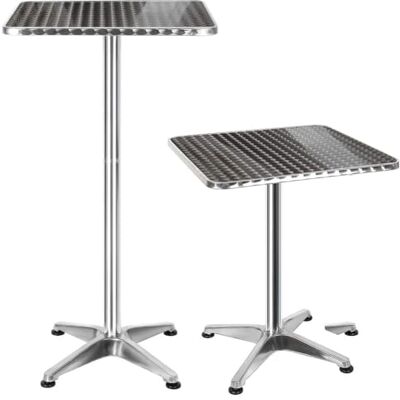 BAKAJI fyrkantigt soffbord i aluminium för utomhusbruk 60 x 60 cm med justerbar höjd 70/110 cm, rostfritt stålbricka, för bar, bistro, hem, trädgård, restaurang BAKAJI fyrkantigt soffbord i aluminium för utomhusbruk 60 x 60 cm med justerbar höjd 70/110 cm, rostfritt stålbricka, för bar, bistro, hem, trädgård, restaurang