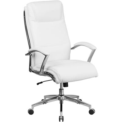 Flash Furniture Flash Möbler hög rygg designer slät stoppad verkställande svängbar kontorsstol med krombas och armar, vit, set med 1 Flash Furniture Flash Möbler hög rygg designer slät stoppad verkställande svängbar kontorsstol med krombas och armar, vit, set med 1