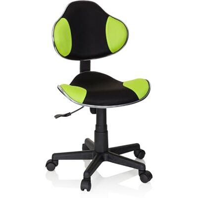 hjh OFFICE 634130 Skrivbordsstol för barn KIDDY GTI-2 tyg svart/grön ergonomisk snurrstol för ungdomar, höj- och sänkbar hjh OFFICE 634130 Skrivbordsstol för barn KIDDY GTI-2 tyg svart/grön ergonomisk snurrstol för ungdomar, höj- och sänkbar