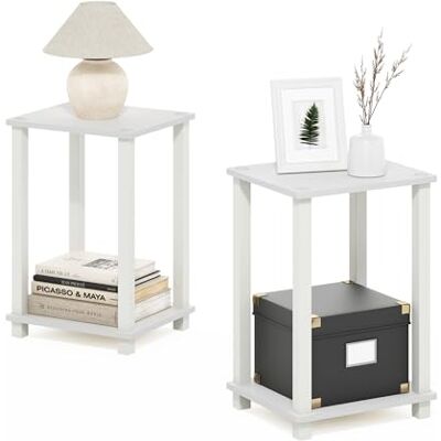 Furinno förenklat sidobord, nattduksbord, liten, set med 2, vit/vit Furinno förenklat sidobord, nattduksbord, liten, set med 2, vit/vit