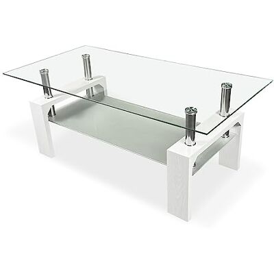 Homey Crystal Center, Vardagsrum eller Matbord, Modell Tango, Trä, Vit, 110 cm (Bredd) x 55 cm (botten) x 45 cm (höjd) Homey Crystal Center, Vardagsrum eller Matbord, Modell Tango, Trä, Vit, 110 cm (Bredd) x 55 cm (botten) x 45 cm (höjd)