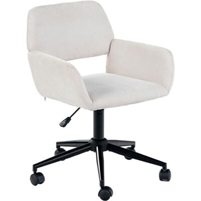 39F FURNITURE DREAM ergonomisk svängstol i beige chenille-tyg – justerbar höjd och mjuk stoppning – perfekt för hemmakontor och kontorsanvändning – vridbar och justerbar höjdfunktion, beige, 61 x 56 x 39F FURNITURE DREAM ergonomisk svängstol i beige chenille-tyg – justerbar höjd och mjuk stoppning – perfekt för hemmakontor och kontorsanvändning – vridbar och justerbar höjdfunktion, beige, 61 x 56 x