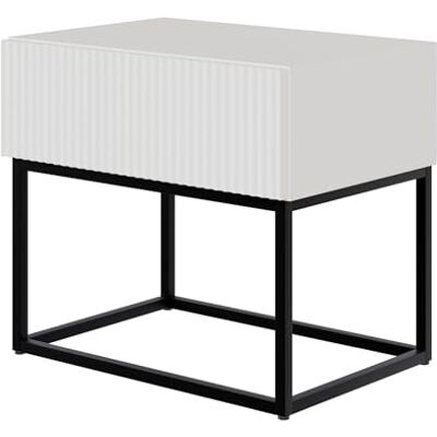 Selsey Sängbord, sidoskåp, sidobord, nattduksbord med låda, gråbeige, svarta ben, Veldio Selsey Sängbord, sidoskåp, sidobord, nattduksbord med låda, gråbeige, svarta ben, Veldio