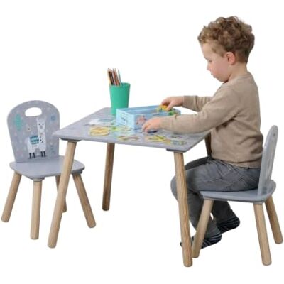 Kesper Barnbord med 2 stolar, Grå, 55 x 55 x 45 cm Kesper Barnbord med 2 stolar, Grå, 55 x 55 x 45 cm