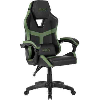 Nuwo Odin Ergonomisk spelstol, kontorsstol för datorspel, böjda vadderade armstöd, justerbart ryggstöd och höjd, ländryggsstöd och nackstöd, 120 kg, militärgrön Nuwo Odin Ergonomisk spelstol, kontorsstol för datorspel, böjda vadderade armstöd, justerbart ryggstöd och höjd, ländryggsstöd och nackstöd, 120 kg, militärgrön