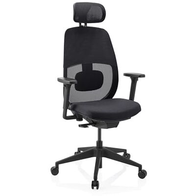 hjh OFFICE kontorsstol Skandis Pro med nackstöd – ergonomisk professionell snurrstol med synkroniserad mekanik, 3D-nätryggstöd, ländryggsstöd och 4D-armstöd, svart hjh OFFICE kontorsstol Skandis Pro med nackstöd – ergonomisk professionell snurrstol med synkroniserad mekanik, 3D-nätryggstöd, ländryggsstöd och 4D-armstöd, svart