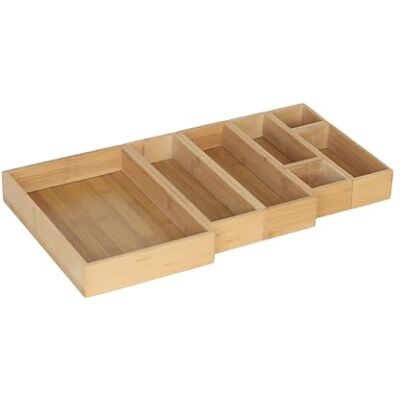 Relaxdays Lådor organisationssystem, 7 delar, 4 storlekar, bambu, arrangör badrum, kök, skrivbord, förvaringslådor, natur Relaxdays Lådor organisationssystem, 7 delar, 4 storlekar, bambu, arrangör badrum, kök, skrivbord, förvaringslådor, natur