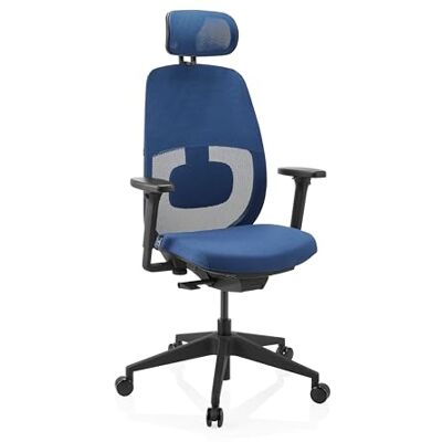hjh OFFICE kontorsstol Skandis Pro med nackstöd – ergonomisk professionell snurrstol med synkroniserad mekanik, 3D-nätryggstöd, ländryggsstöd och 4D-armstöd, blå hjh OFFICE kontorsstol Skandis Pro med nackstöd – ergonomisk professionell snurrstol med synkroniserad mekanik, 3D-nätryggstöd, ländryggsstöd och 4D-armstöd, blå