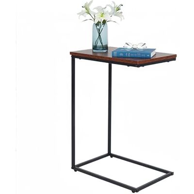 Relaxdays sidobord, HxBxD: 61x45x30 cm, MDF, metall, C-form, soffbord för glidning under, industriellt, brun/svart Relaxdays sidobord, HxBxD: 61x45x30 cm, MDF, metall, C-form, soffbord för glidning under, industriellt, brun/svart