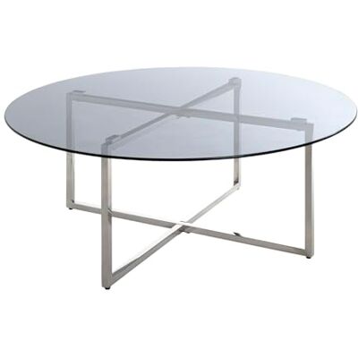 HAKU Soffbord rostfritt stål, grå, Rostfritt stål, säkerhetsglas 8 mm Storlek: H 45 cm x Ø 100 cm, Stil: Art déco HAKU Soffbord rostfritt stål, grå, Rostfritt stål, säkerhetsglas 8 mm Storlek: H 45 cm x Ø 100 cm, Stil: Art déco