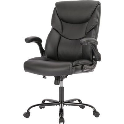 NEWBULIG skrivbordsstol i PU-läder med uppfällbara armstöd hög rygg kontorsstol höjdjusterbar datorstol ergonomisk stol vridbar arbetsstol, svart, 50 cm D x 60 cm B x 100 cm H NEWBULIG skrivbordsstol i PU-läder med uppfällbara armstöd hög rygg kontorsstol höjdjusterbar datorstol ergonomisk stol vridbar arbetsstol, svart, 50 cm D x 60 cm B x 100 cm H