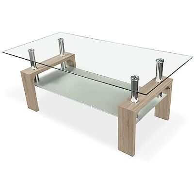 Homey Glassoffbord, Vardagsrum eller Matbord, Modell Tango, Trä, Cambria, 110 cm (Bredd) x 55 cm (botten) x 45 cm (höjd) Homey Glassoffbord, Vardagsrum eller Matbord, Modell Tango, Trä, Cambria, 110 cm (Bredd) x 55 cm (botten) x 45 cm (höjd)