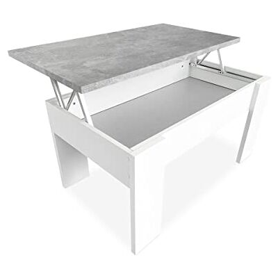 DUÉRMETE ONLINE 0 Lågt lyftbord, vardagsrum eller matsal, vit färg med grå bricka, mått: 90 cm (bredd) x 50 cm (djup) x 46-57 cm (höjd), trä DUÉRMETE ONLINE 0 Lågt lyftbord, vardagsrum eller matsal, vit färg med grå bricka, mått: 90 cm (bredd) x 50 cm (djup) x 46-57 cm (höjd), trä
