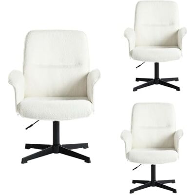 MEUBLE COSY Set med 3 Svängbar Kontorsstol Höjdjusterbar Toalettstol Bord Bouclé Tyg Sittbord för Studie Sovrum, Vit, Metall, 66x63x82-94cm, 3 st MEUBLE COSY Set med 3 Svängbar Kontorsstol Höjdjusterbar Toalettstol Bord Bouclé Tyg Sittbord för Studie Sovrum, Vit, Metall, 66x63x82-94cm, 3 st
