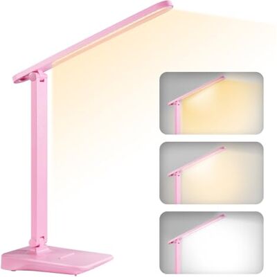 Diboniur Trådlös LED-skrivbord, inbyggt uppladdningsbart batteri, 1 800 mAh, 3 temperaturlägen, justerbar ljusstyrka 15–100% ljus, touch-kontroll, bärbar hopfällbar, sängbord, läsning (rosa) Diboniur Trådlös LED-skrivbord, inbyggt uppladdningsbart batteri, 1 800 mAh, 3 temperaturlägen, justerbar ljusstyrka 15–100% ljus, touch-kontroll, bärbar hopfällbar, sängbord, läsning (rosa)